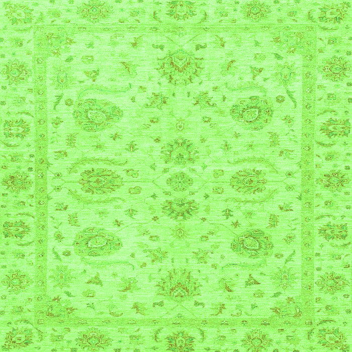 Square Machine Washable Oriental Green Traditional Area Rugs, wshabs3498grn