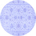 Round Machine Washable Oriental Blue Traditional Rug, wshabs3498blu