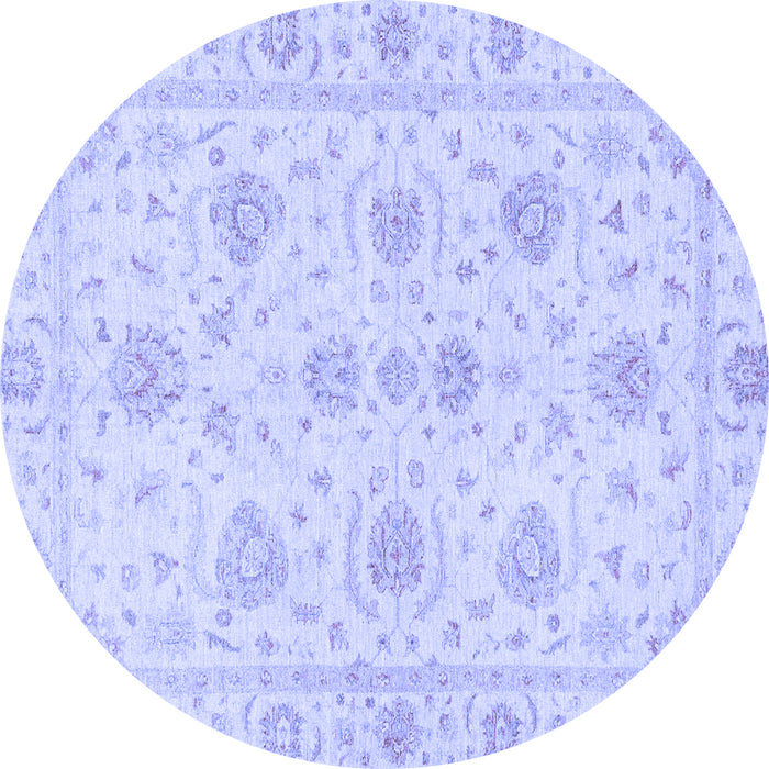 Round Oriental Blue Traditional Rug, abs3498blu