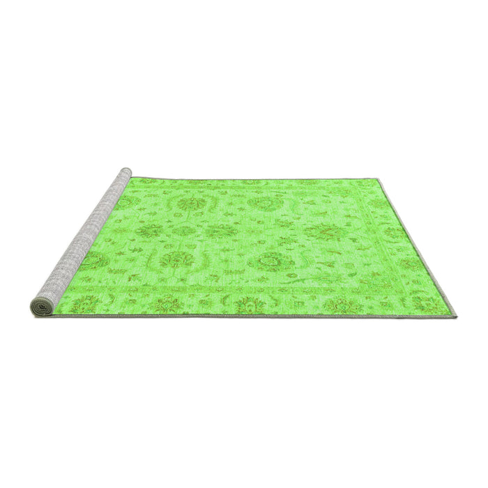 Sideview of Machine Washable Oriental Green Traditional Area Rugs, wshabs3498grn