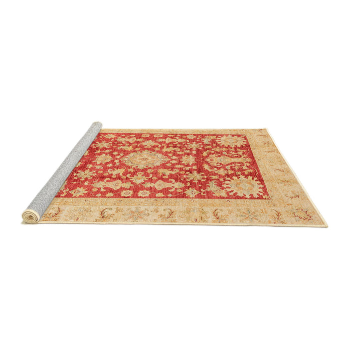 Sideview of Machine Washable Abstract Bright Orange Rug, wshabs3499