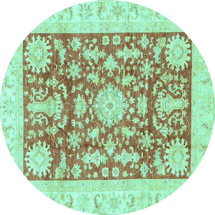Round Abstract Turquoise Modern Rug, abs3499turq