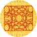 Round Abstract Yellow Modern Rug, abs3499yw