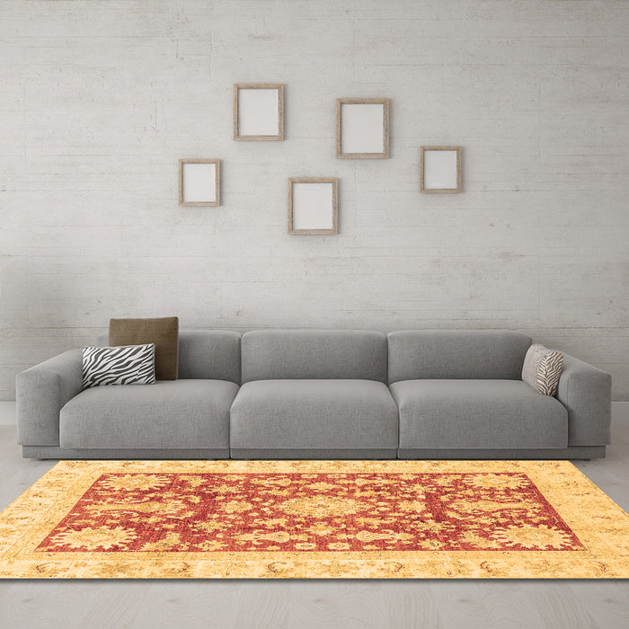 Machine Washable Abstract Brown Modern Rug in a Living Room,, wshabs3499brn