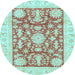 Round Machine Washable Abstract Light Blue Modern Rug, wshabs3499lblu