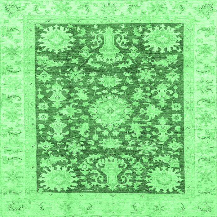 Square Machine Washable Abstract Emerald Green Modern Area Rugs, wshabs3499emgrn