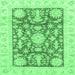 Square Machine Washable Abstract Emerald Green Modern Area Rugs, wshabs3499emgrn