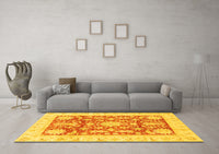 Machine Washable Abstract Yellow Modern Rug, wshabs3499yw