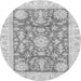 Round Machine Washable Abstract Gray Modern Rug, wshabs3499gry