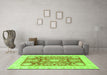 Machine Washable Abstract Green Modern Area Rugs in a Living Room,, wshabs3499grn