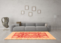 Machine Washable Abstract Orange Modern Rug, wshabs3499org