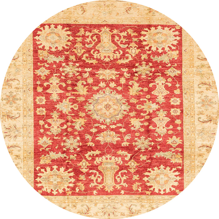 Round Machine Washable Abstract Bright Orange Rug, wshabs3499