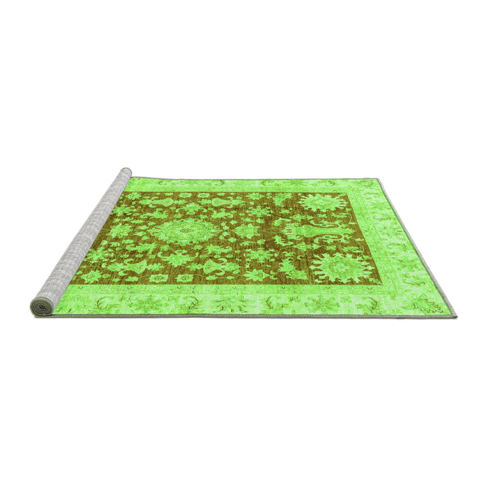 Sideview of Machine Washable Abstract Green Modern Area Rugs, wshabs3499grn