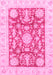 Machine Washable Abstract Pink Modern Rug, wshabs3499pnk