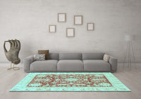 Machine Washable Abstract Light Blue Modern Rug, wshabs3499lblu