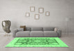 Machine Washable Abstract Emerald Green Modern Area Rugs in a Living Room,, wshabs3499emgrn