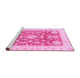 Sideview of Machine Washable Abstract Pink Modern Rug, wshabs3499pnk