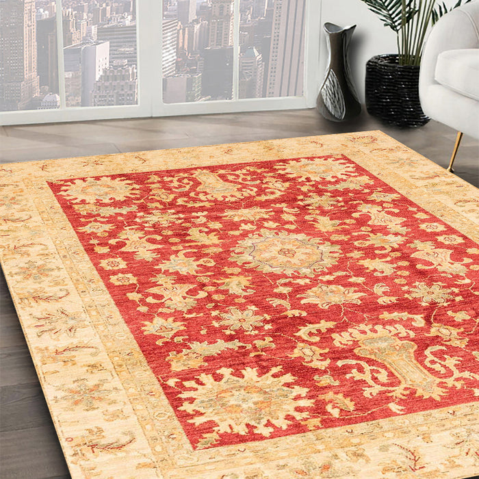 Machine Washable Abstract Bright Orange Rug in a Family Room, wshabs3499