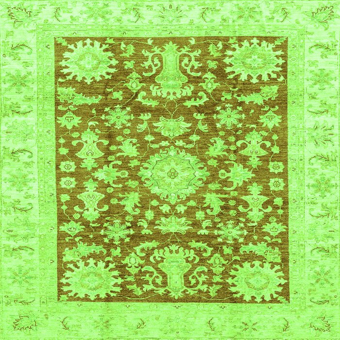 Square Machine Washable Abstract Green Modern Area Rugs, wshabs3499grn