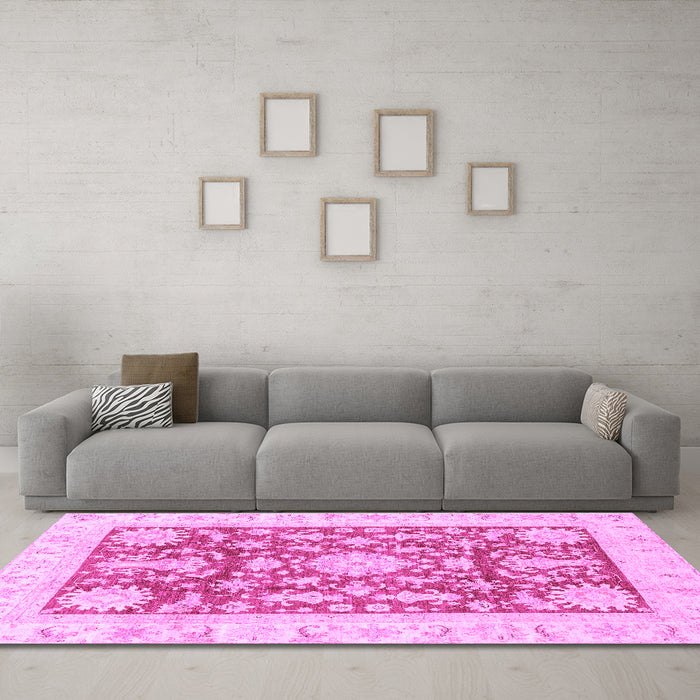 Machine Washable Abstract Purple Modern Area Rugs in a Living Room, wshabs3499pur