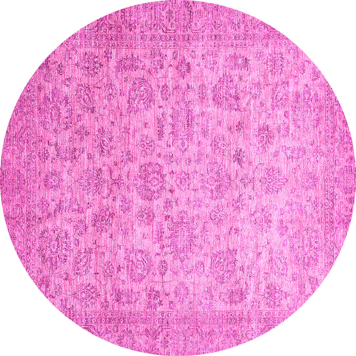 Round Abstract Pink Modern Rug, abs349pnk