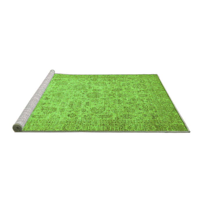 Sideview of Machine Washable Abstract Green Modern Area Rugs, wshabs349grn