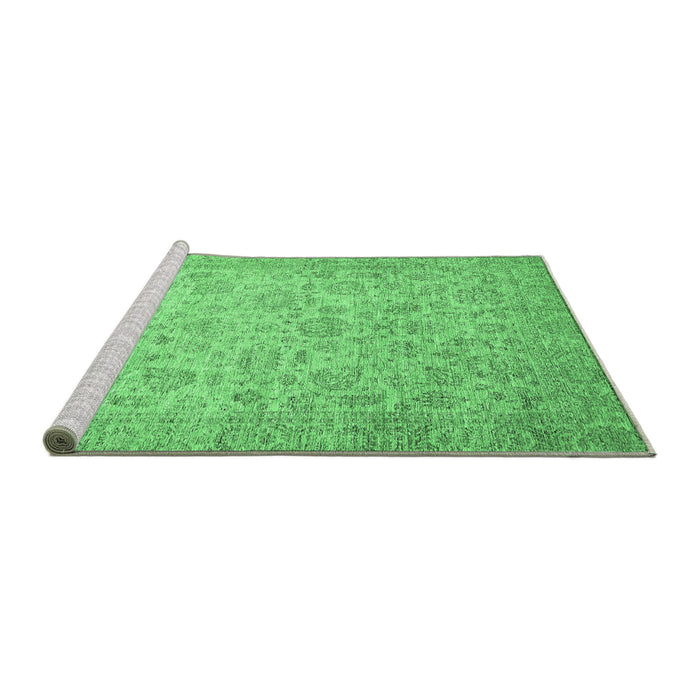Sideview of Machine Washable Abstract Emerald Green Modern Area Rugs, wshabs349emgrn