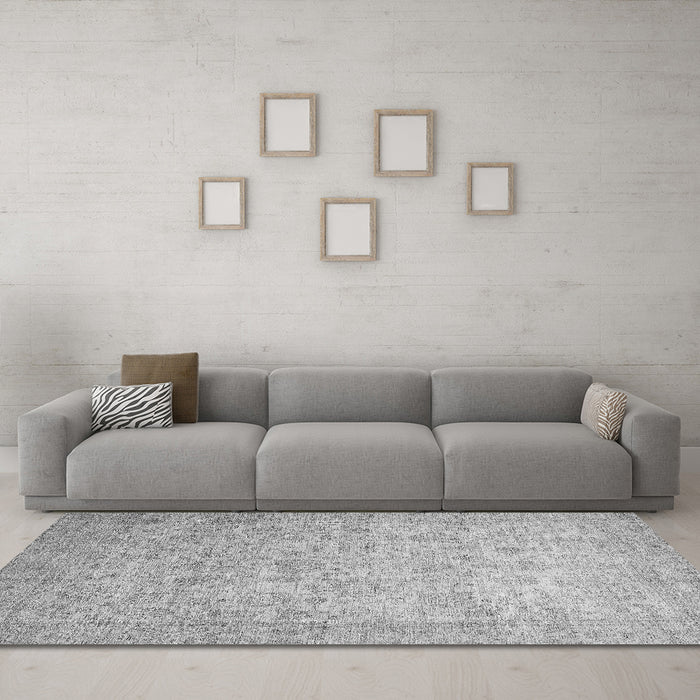 Machine Washable Abstract Gray Modern Rug in a Living Room,, wshabs349gry