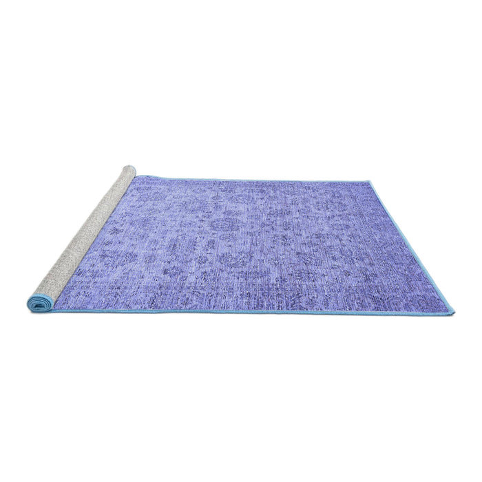Sideview of Machine Washable Abstract Blue Modern Rug, wshabs349blu