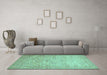 Machine Washable Abstract Turquoise Modern Area Rugs in a Living Room,, wshabs349turq