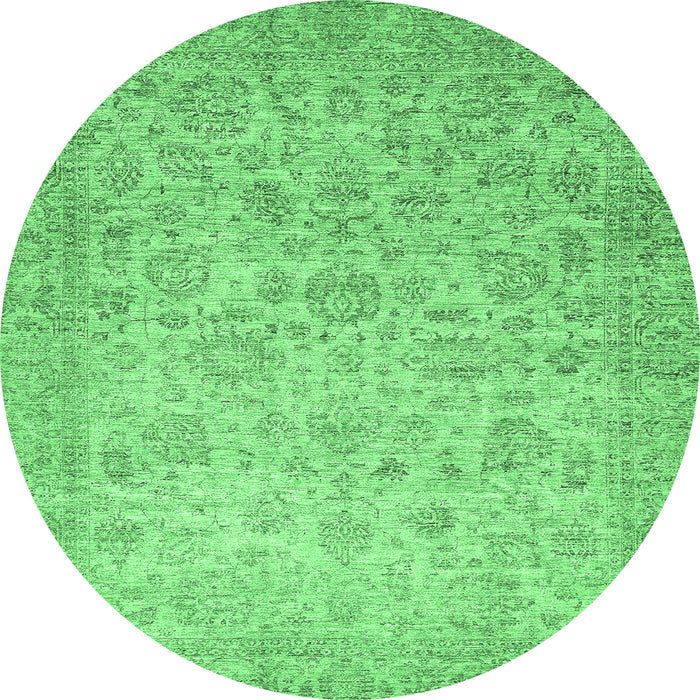 Round Abstract Emerald Green Modern Rug, abs349emgrn