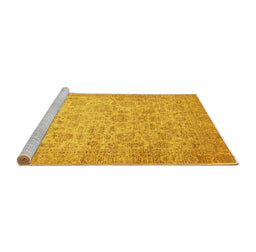 Sideview of Machine Washable Abstract Yellow Modern Rug, wshabs349yw