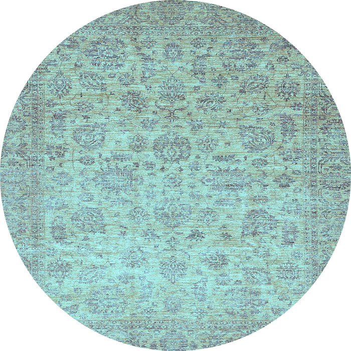 Round Machine Washable Abstract Light Blue Modern Rug, wshabs349lblu