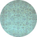 Round Machine Washable Abstract Light Blue Modern Rug, wshabs349lblu