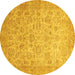 Round Abstract Yellow Modern Rug, abs349yw