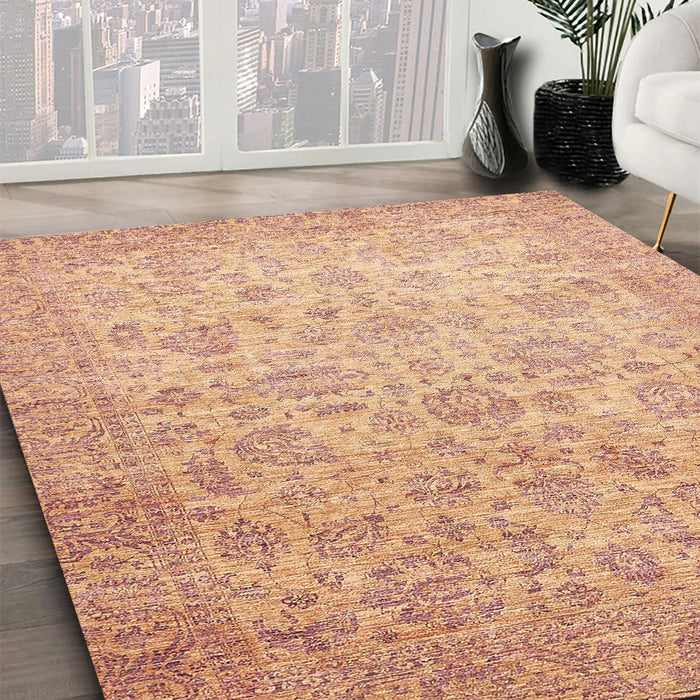 Abstract Orange Modern Rug in Family Room, abs349