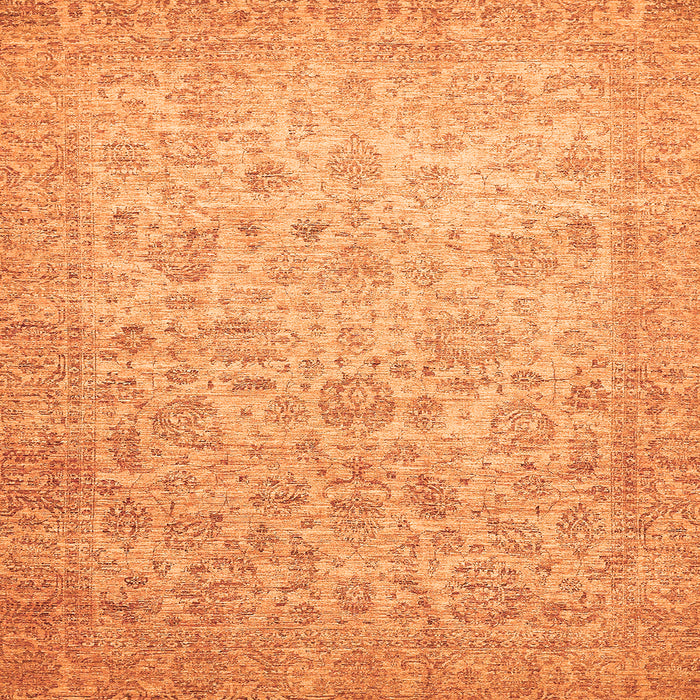 Square Machine Washable Abstract Orange Modern Area Rugs, wshabs349org