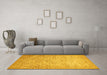 Machine Washable Abstract Yellow Modern Rug in a Living Room, wshabs349yw