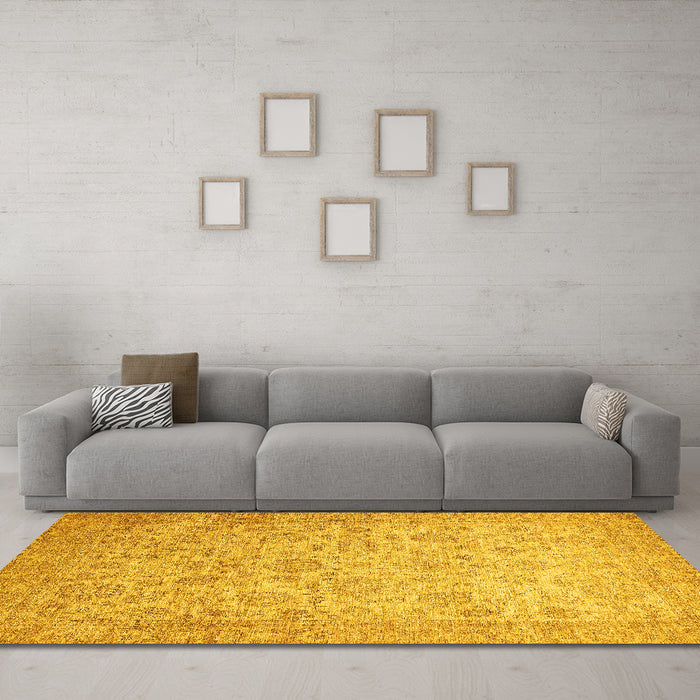 Machine Washable Abstract Yellow Modern Rug in a Living Room, wshabs349yw