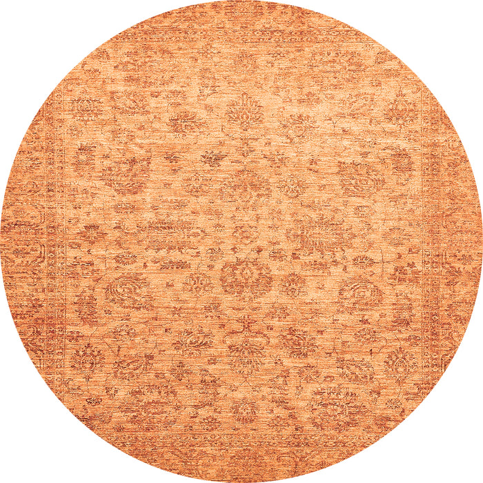 Round Abstract Orange Modern Rug, abs349org