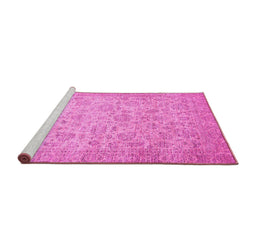 Sideview of Machine Washable Abstract Pink Modern Rug, wshabs349pnk