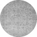 Round Machine Washable Abstract Gray Modern Rug, wshabs349gry