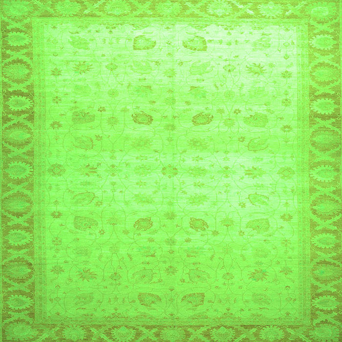 Square Oriental Green Traditional Rug, abs34grn