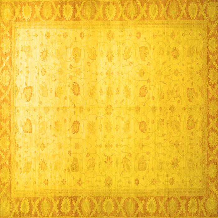 Square Machine Washable Oriental Yellow Traditional Rug, wshabs34yw