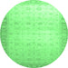 Round Oriental Emerald Green Traditional Rug, abs34emgrn