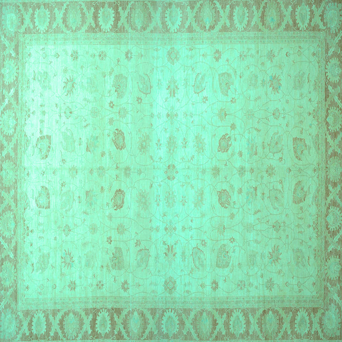 Square Machine Washable Oriental Turquoise Traditional Area Rugs, wshabs34turq