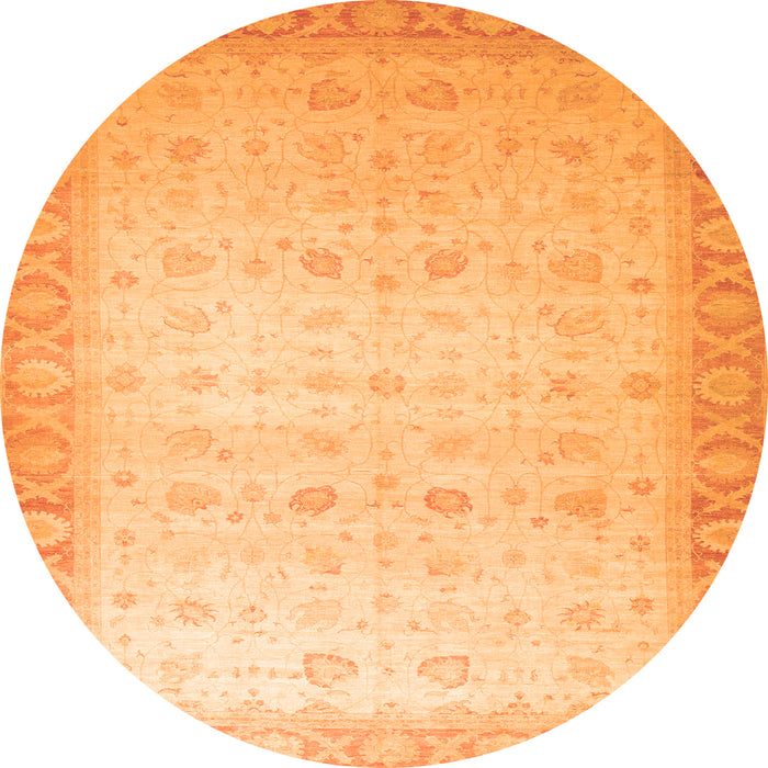 Round Oriental Orange Traditional Rug, abs34org
