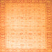 Square Machine Washable Oriental Orange Traditional Area Rugs, wshabs34org