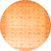 Round Machine Washable Oriental Orange Traditional Area Rugs, wshabs34org