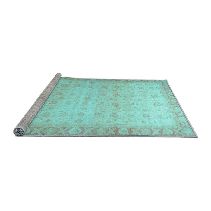 Sideview of Machine Washable Oriental Light Blue Traditional Rug, wshabs34lblu